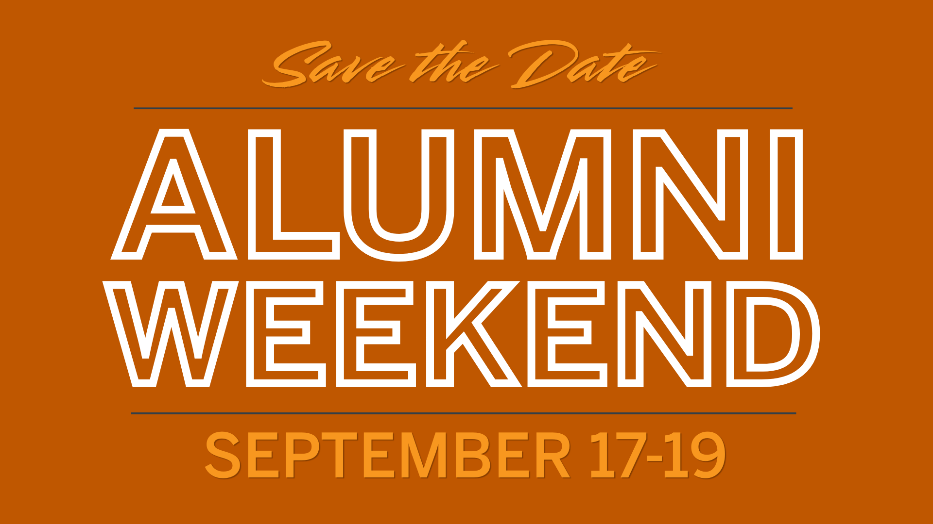 2026 Alumni Weekend Save the Date graphic
