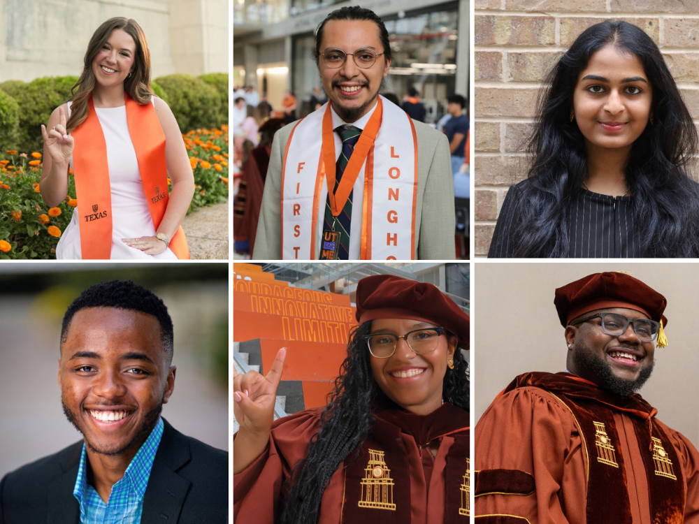 Collage of six Ph.D. graduates and undergraduates headshots