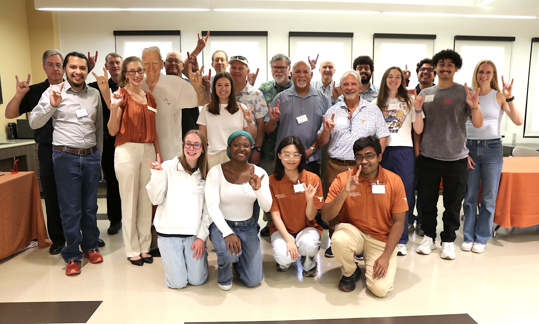 Dr. McKetta's former students gather with current Texas ChE alumni